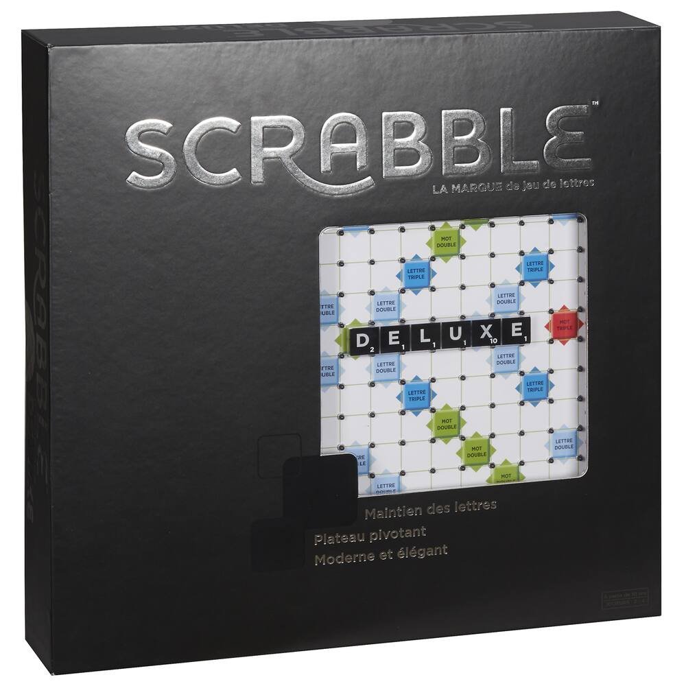Scrabble Deluxe Edition en bois avec plateau de jeu rotatif