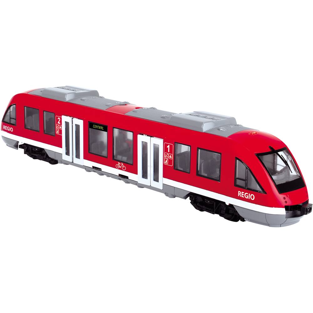 Tram jouet - frottement conduit - rouge avec blanc - 47x7x8.5 cm