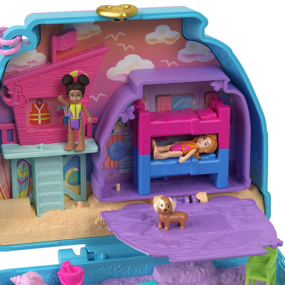 Polly Pocket Coffret Vacances Au Soleil - Mini Figurine, Chiot, 11 Accessoires - Jouet Voyage Pliable - Dès 4 Ans - JCB17