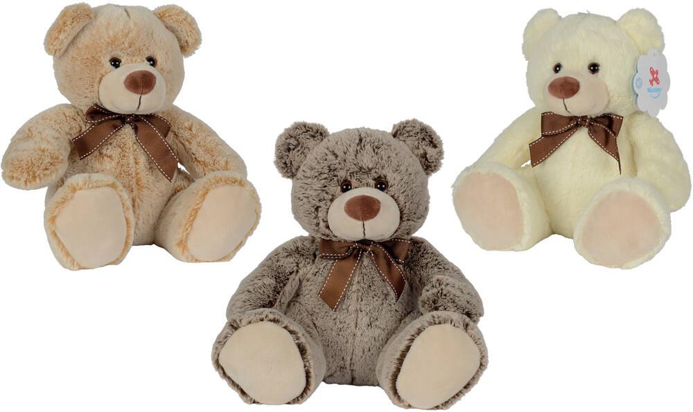 Peluche ours assis avec noeud 26 cm peluche joueclub