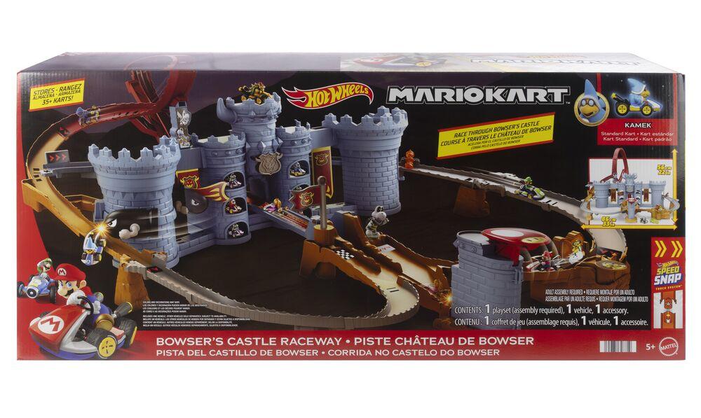 Hot Wheels Mario Kart – Coffret Chaos Au Château De Bowser – Avec Mini-véhicule Yoshi – Piste Modulable
