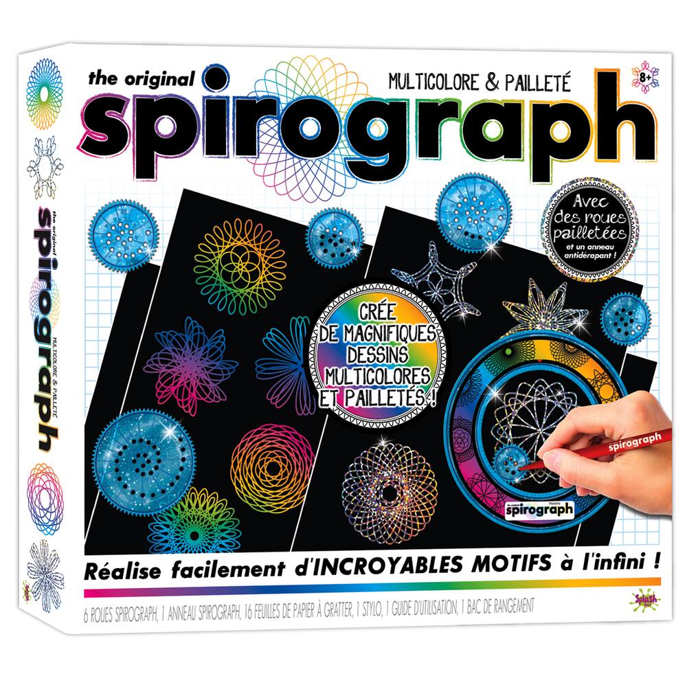 Spirograph - multicolore et paillete, activites creatives et manuelles