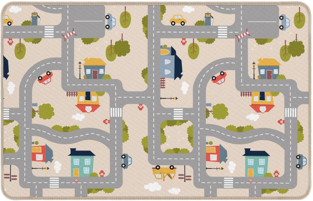 AKUNRUG Tapis De Jeu Enfant 150x100 Cm – Thème Vie De Ferme & Circulation Routière – Carte Village, Marché Fermier – Tapis Voiture Bébé & Tout-Petit
