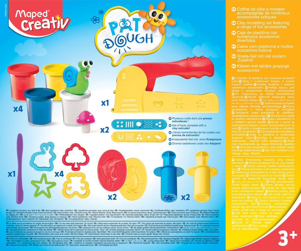 MAPED CREATIV Kit Pâte à modeler Pat'Dough 9 pots + 12 accessoires