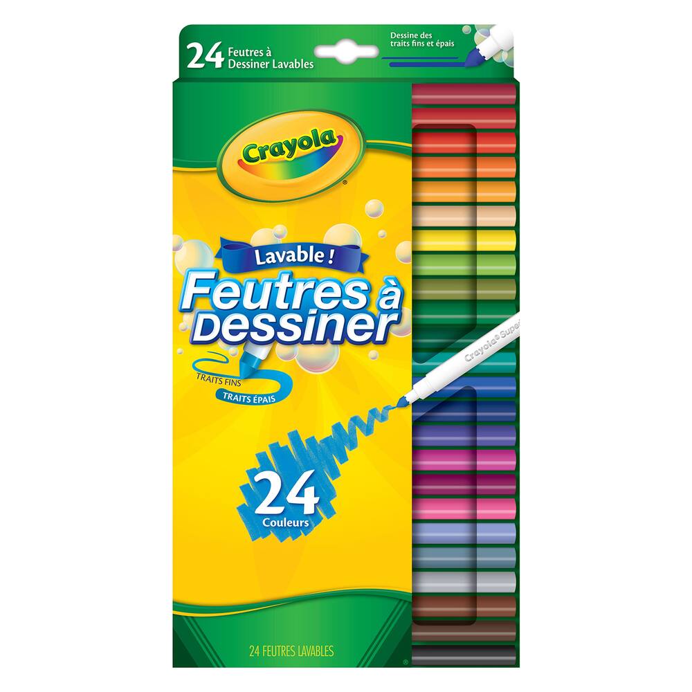 Crayola - 24 feutres a dessiner, comme a l'ecole - rentree scolaire