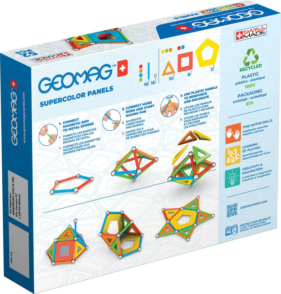 Jeu de construction magnétique 78 pcs Panels supercolor EcoFriendly GEOMAG  : le jeu à Prix Carrefour