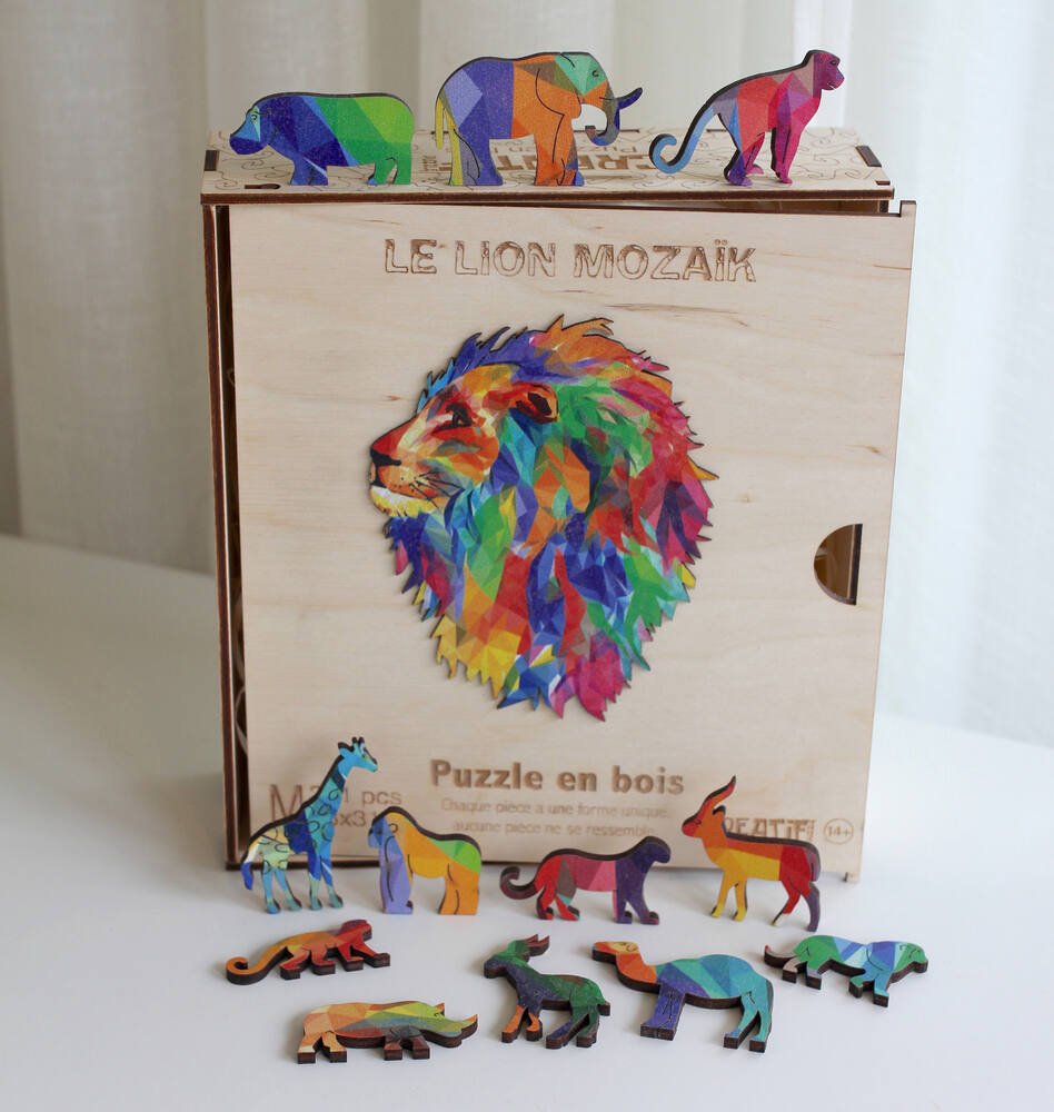 Puzzle en bois Le lion mozaik, Jouets de Léa