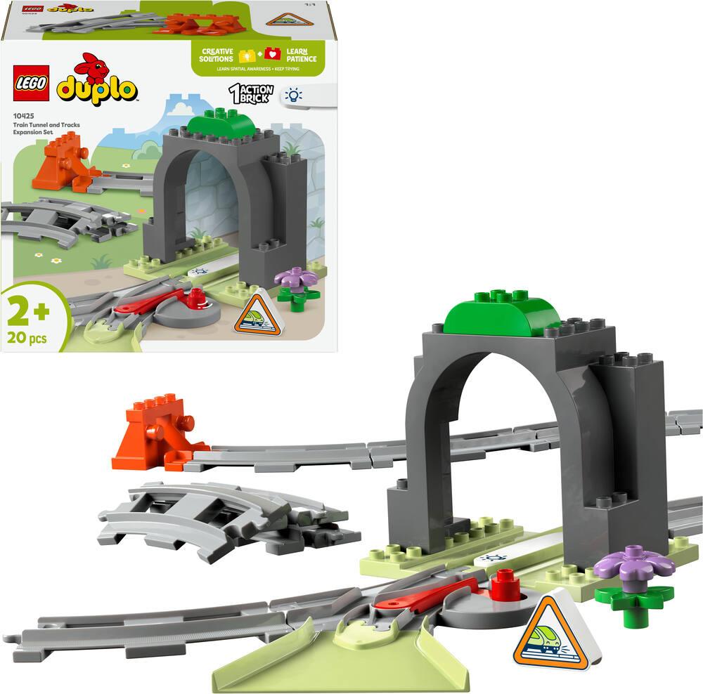 28 Pièces Chemin De Fer Duplo, Chemin De Fer Urbain avec Pinces, Rails Droits Et Courbes, Rails Assemblés, Voies De Blocs De Train Compatibles avec Trains Électriques