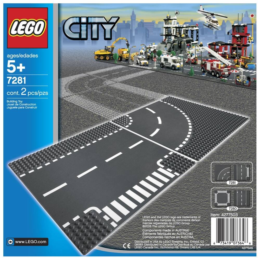 Lego 7281 - plaques de route virage et croisement, jeux de constructions &  maquettes