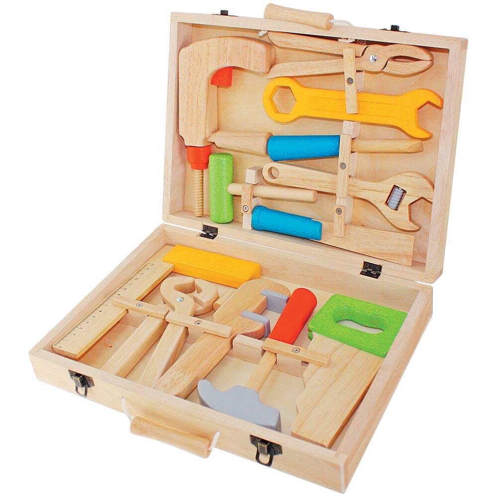 Boite en bois outils, jouets en bois