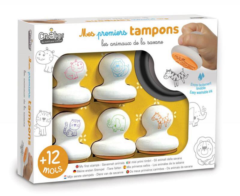 Tampons Animaux Savane Aladine - 10 Tampons + Encreur Lavable, Pour Enfants Dès 3 Ans