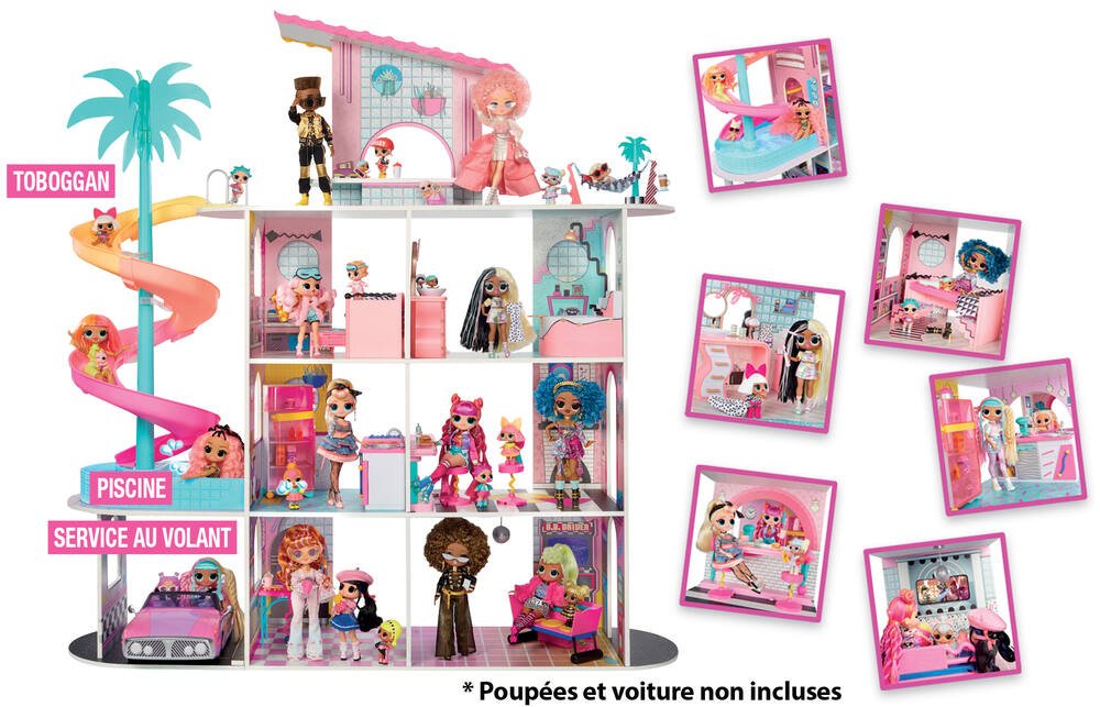 Lol Surprise OMG Maison de poupée en bois avec 85 surprises