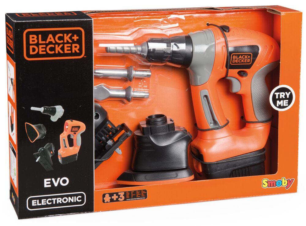 Smoby Perceuse électronique Black + Decker – Jouet Enfant Avec 3 Embouts, 2 Vitesses, Poignée Ergo, Piles Incluses