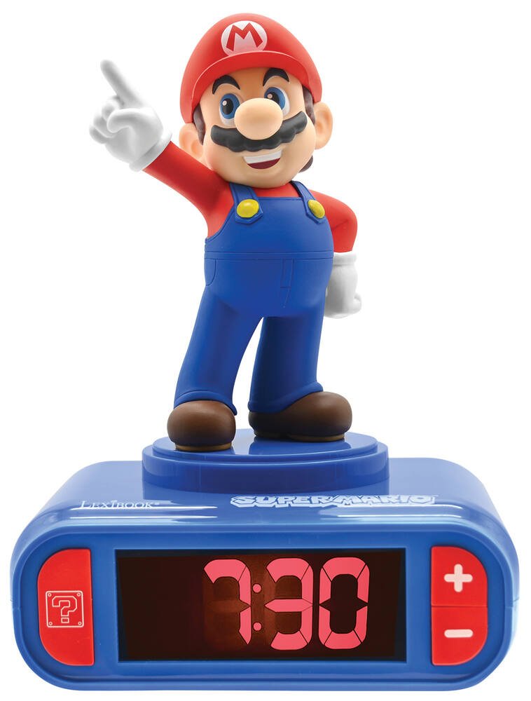 Lexibook - Nintendo Super Mario - Réveil Veilleuse, Personnage Lumineux,  Choix de 6 alarmes, 6 Effets sonores, Horloge pour garçon et Fille, Snooze,  Bleu / Rouge - RL800NI