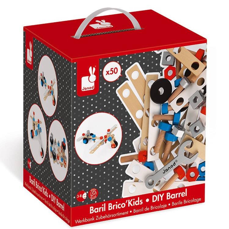 Baril brico'kids 50 pieces - en bois, jouets en bois