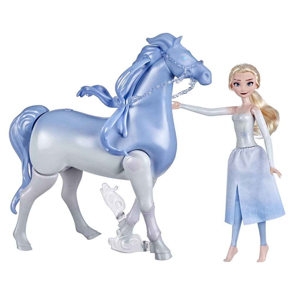 La reine des neiges - poupee elsa 30 cm et son cheval nokk 23 cm interactif, poupees