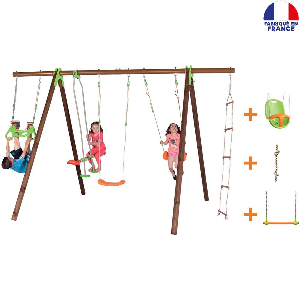 Bayano - portique bois metal techwood premium | jeux exterieurs et sports |  jouéclub