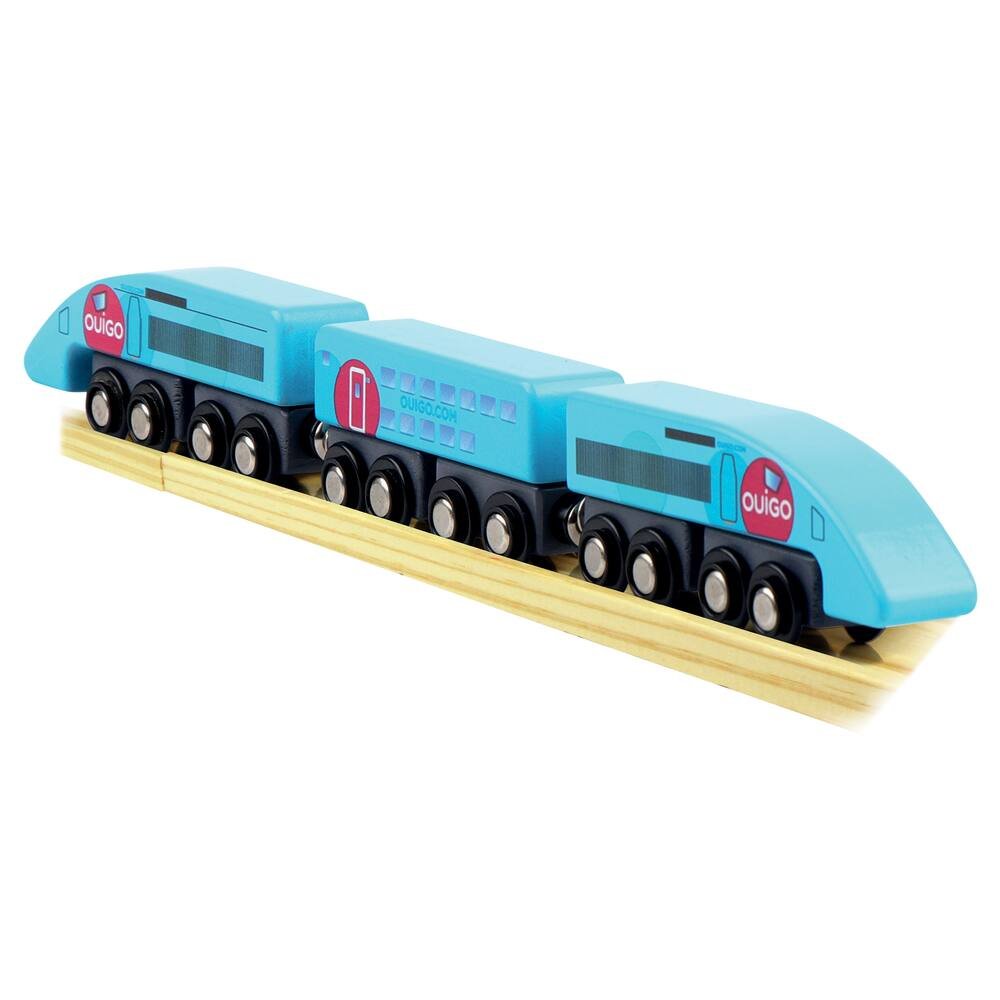 Set train tgv bleu en bois, jouets en bois