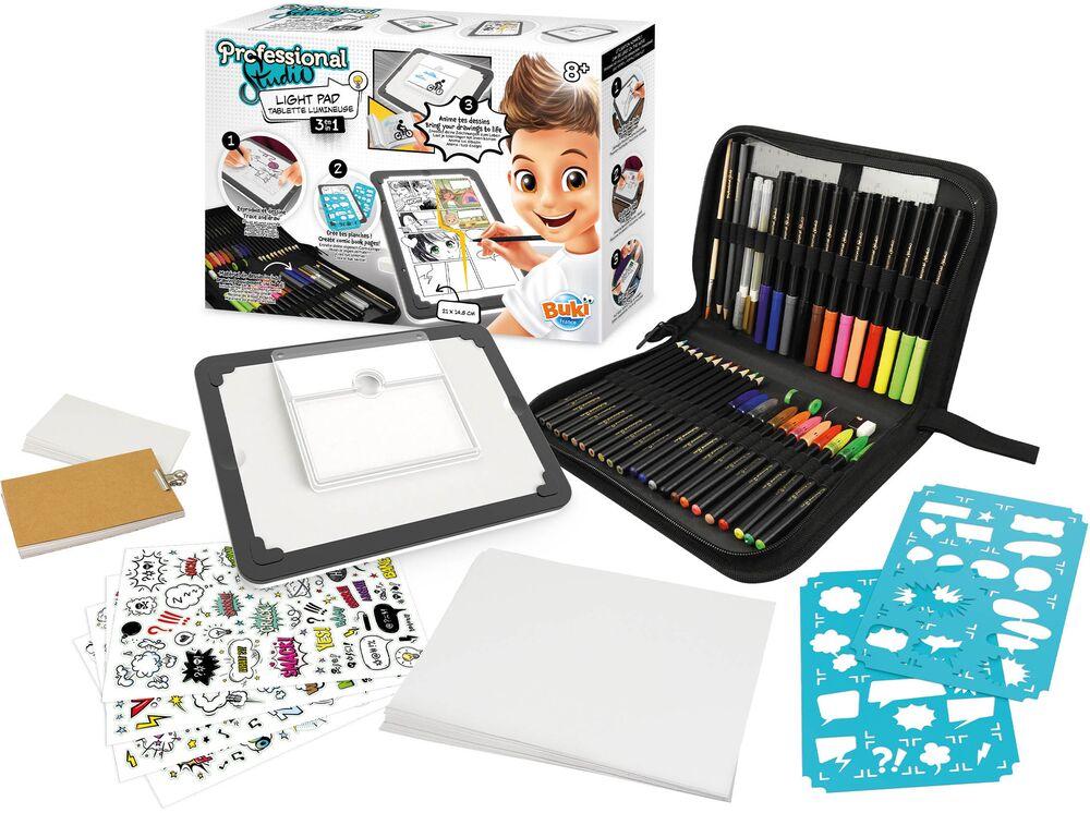 Buki Studio Manga - Carnet A5 à Colorier Avec 8 Feutres Alcool - Pochoirs Et Stickers Inclus - Dès 10 Ans