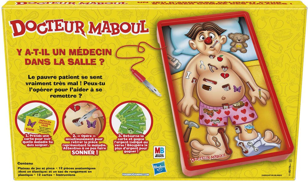 Hasbro Docteur Maboul - Jeu de Societe Docteur Maboul - Jeu Educatif +  Piles alcalines AA Duracell Plus, 1,5V LR6 MN1500, Paquet de 12