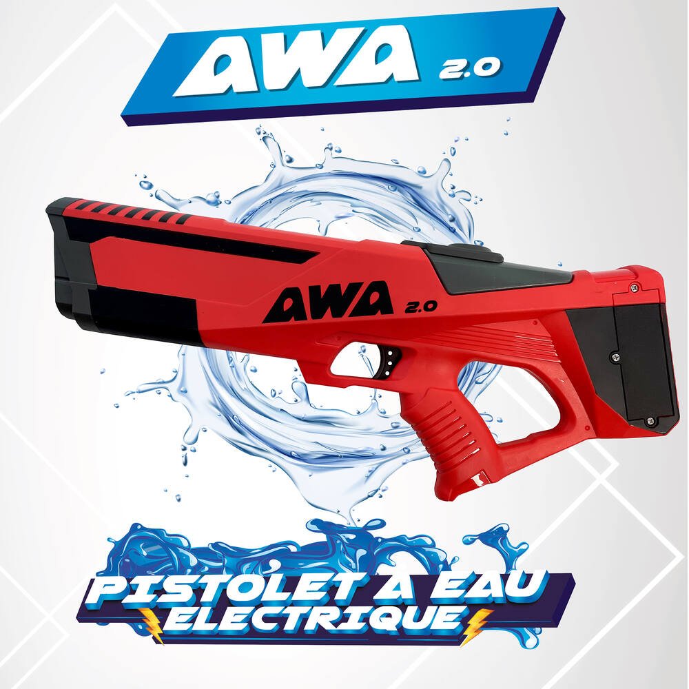 Pistolet a eau electrique awa 2.0 rouge, jeux exterieurs et sports