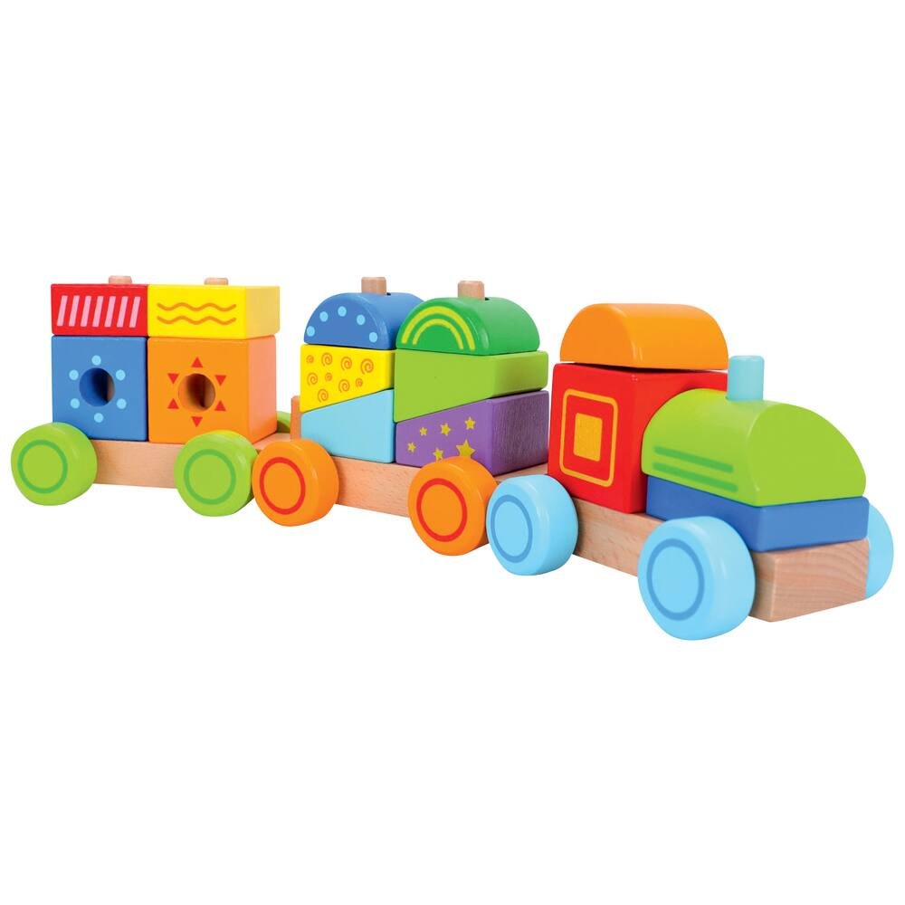 Train empilable colore, jouets en bois