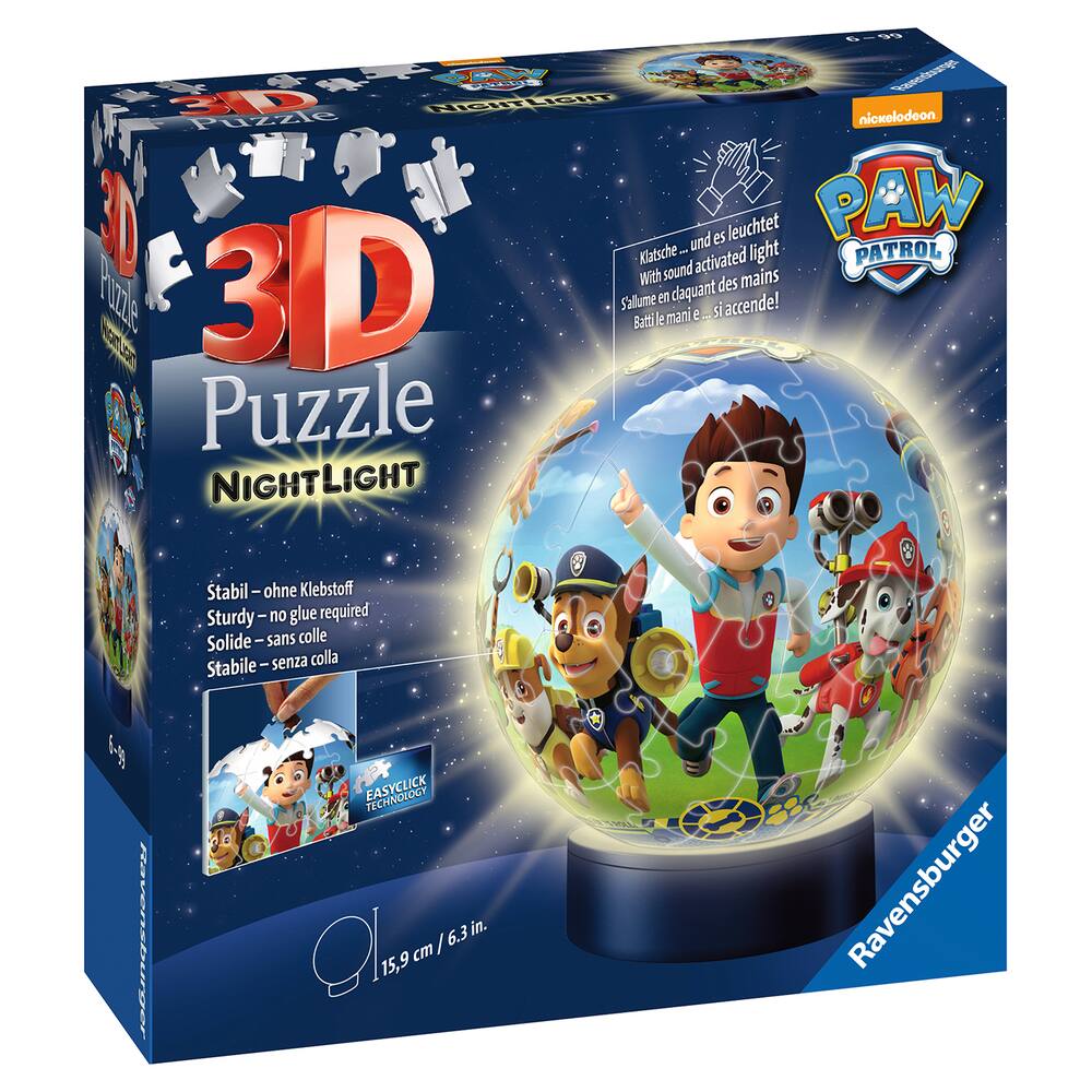 Puzzle 3d ball 72 pieces illuminÉ - pat'patrouille, puzzle