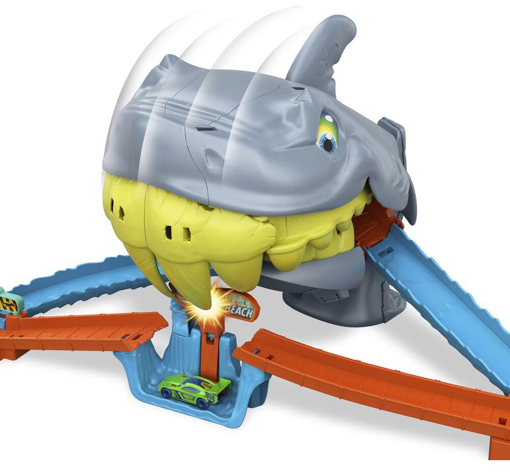 Hot Wheels City Attaque Du Requin – Coffret Jeu Avec Requin Géant, Lanceur Et Voiture – Pistes Compatibles