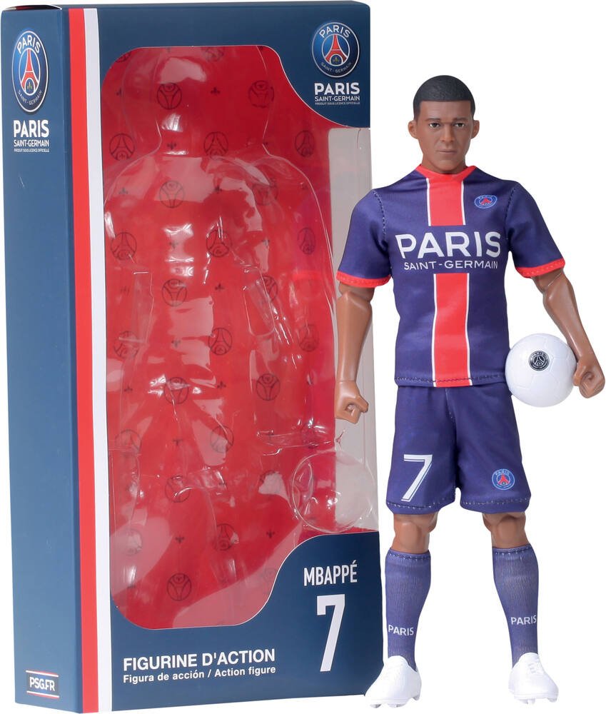 Figurine Mbappé miniature en joueur du PSG avec les bras croisés