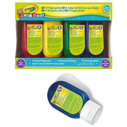 Crayola Kit Peinture Au Doigt Lavable 4 Tubes + 10 Feuilles - Activité Sensorielle Tout-Petits