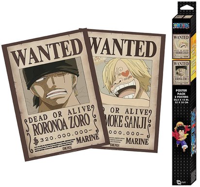 ONE PIECE SET 2 POSTERS CHIBI 52X38 WANTED ZORO ET SANJI 41155042.jpg