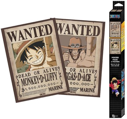 ONE PIECE SET 2 POSTERS CHIBI 52X38 WANTED LUFFY ET ACE 41155041.jpg