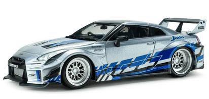 1/43 NISSAN GT-R (R35) LIBERTY WALK SILHOUETTE SILVER AND BLUE STRIPES 2020 41289231.jpg