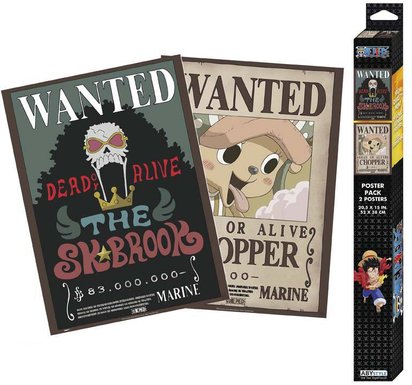 ONE PIECE SET 2 POSTERS CHIBI 52X38 WANTED CHOPPER ET BROOK 41155043.jpg