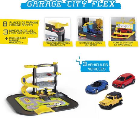 Majorette garage city flex + 5 veh | vehicules-garages | jouéclub
