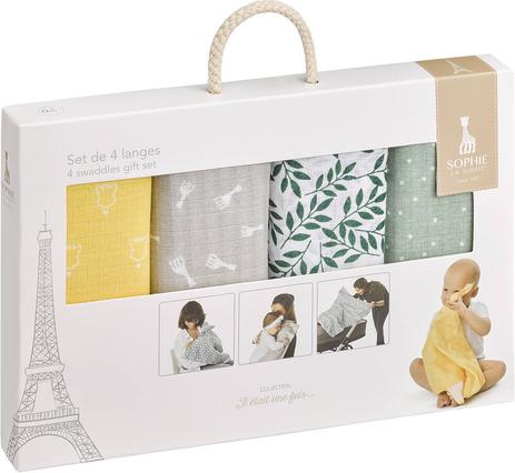 Vulli - Sophie La Girafe - Set De 4 Langes Motifs Imprimes