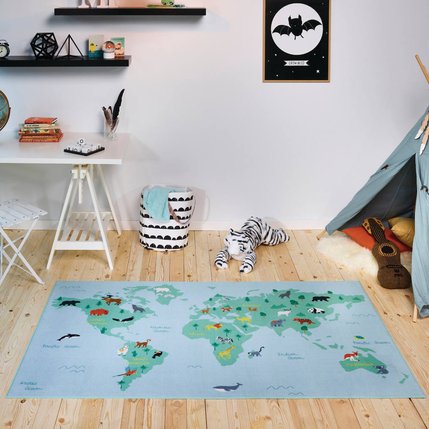 Tapis De Jeu Rond Bébé 135 Cm - Motif Carte Du Monde, En Toile Douce, Pour Ramper, Jouer Au Sol, Décoration Chambre